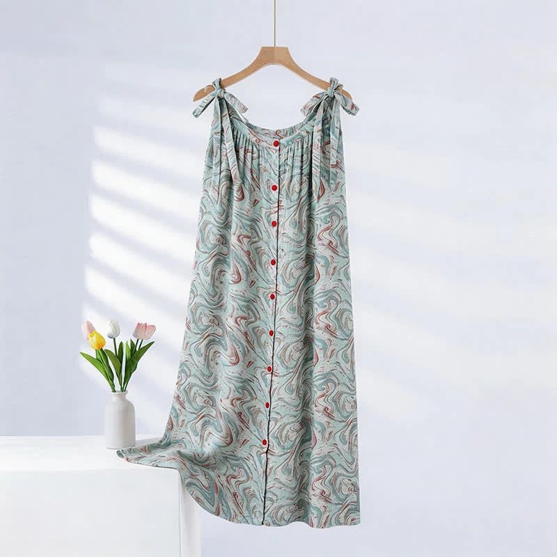 Elite Ownkoti Blue Artistic Wave Camisole Nightgown Unique
