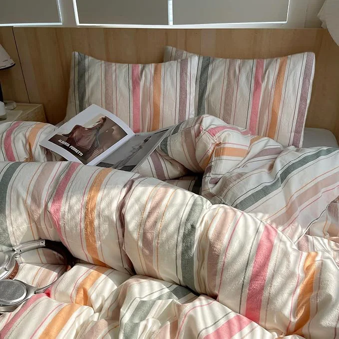 Carefully Designed mixinni Pastel Rainbow Stripes Comforter Set King 3 Piece – Striped Bedding Set with Fluffy Comforter amp 2 Pillowcases Lightweight All Seasons Sweet Boho Aesthetic for Girls Women Teens Authentic