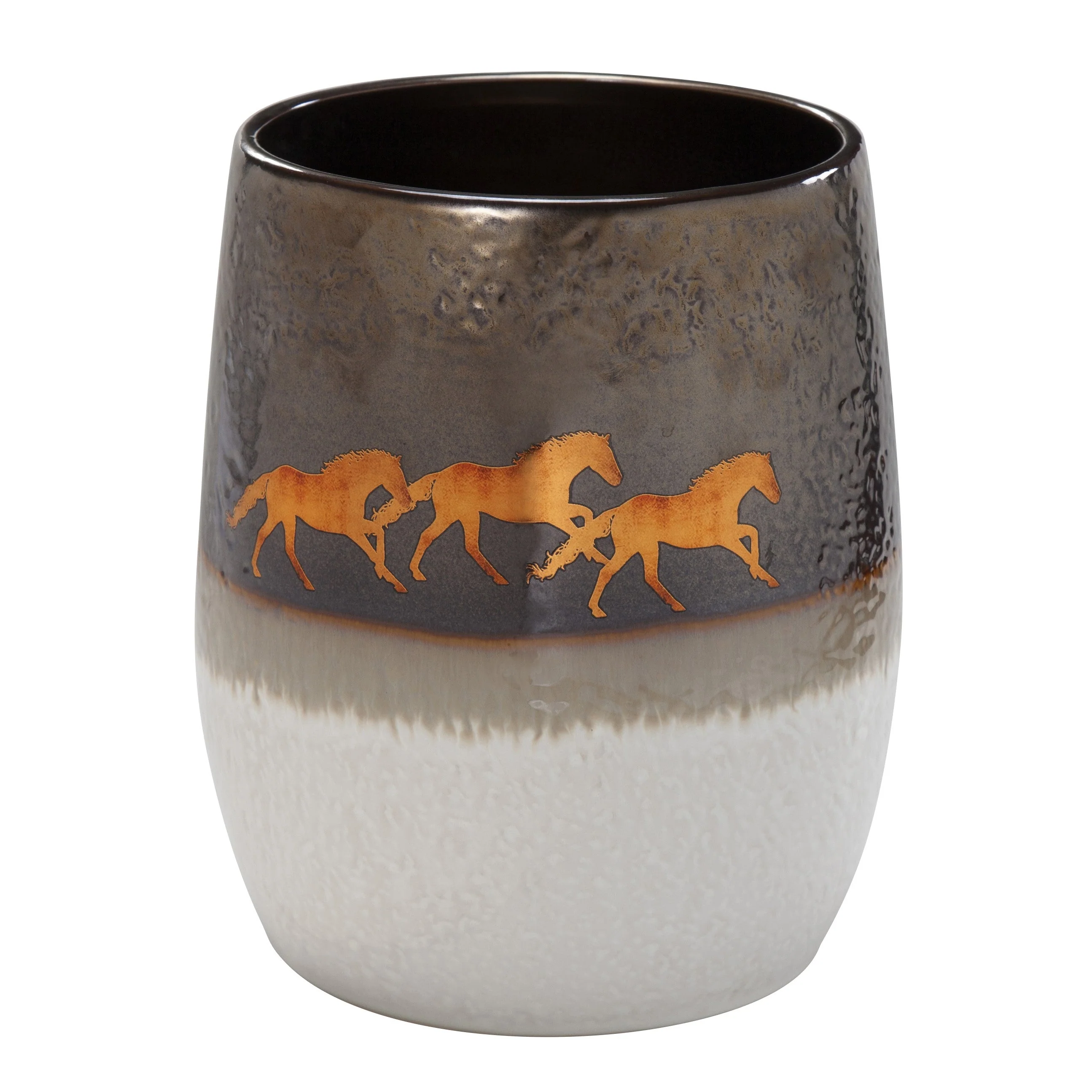 Functional Running Remuda Ceramic Wastebasket Contemporary
