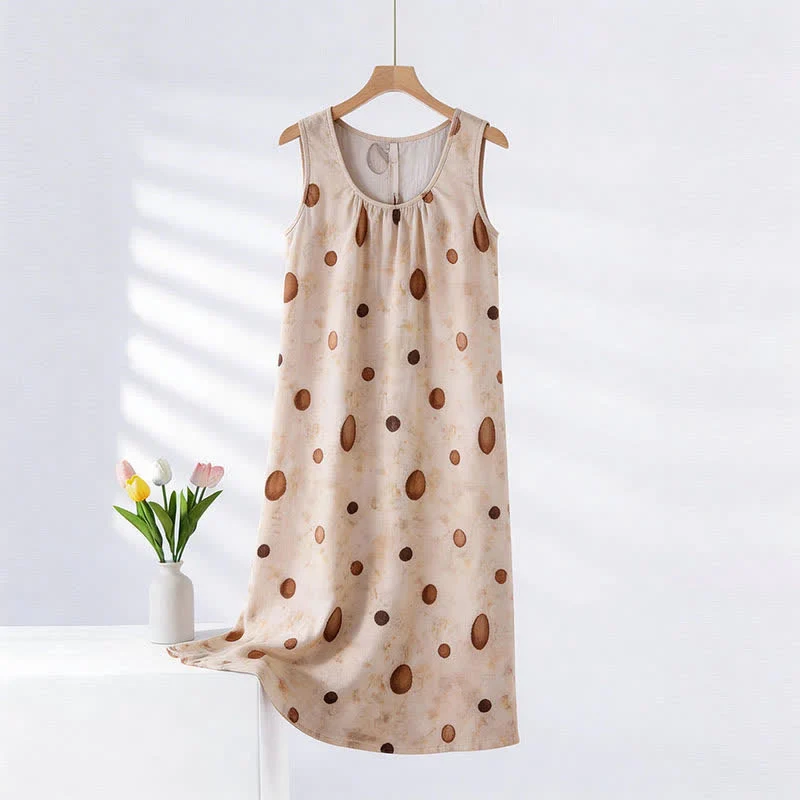 Functional Ownkoti Artistic Round Print Sleeveless Cami Nightgown First-Class