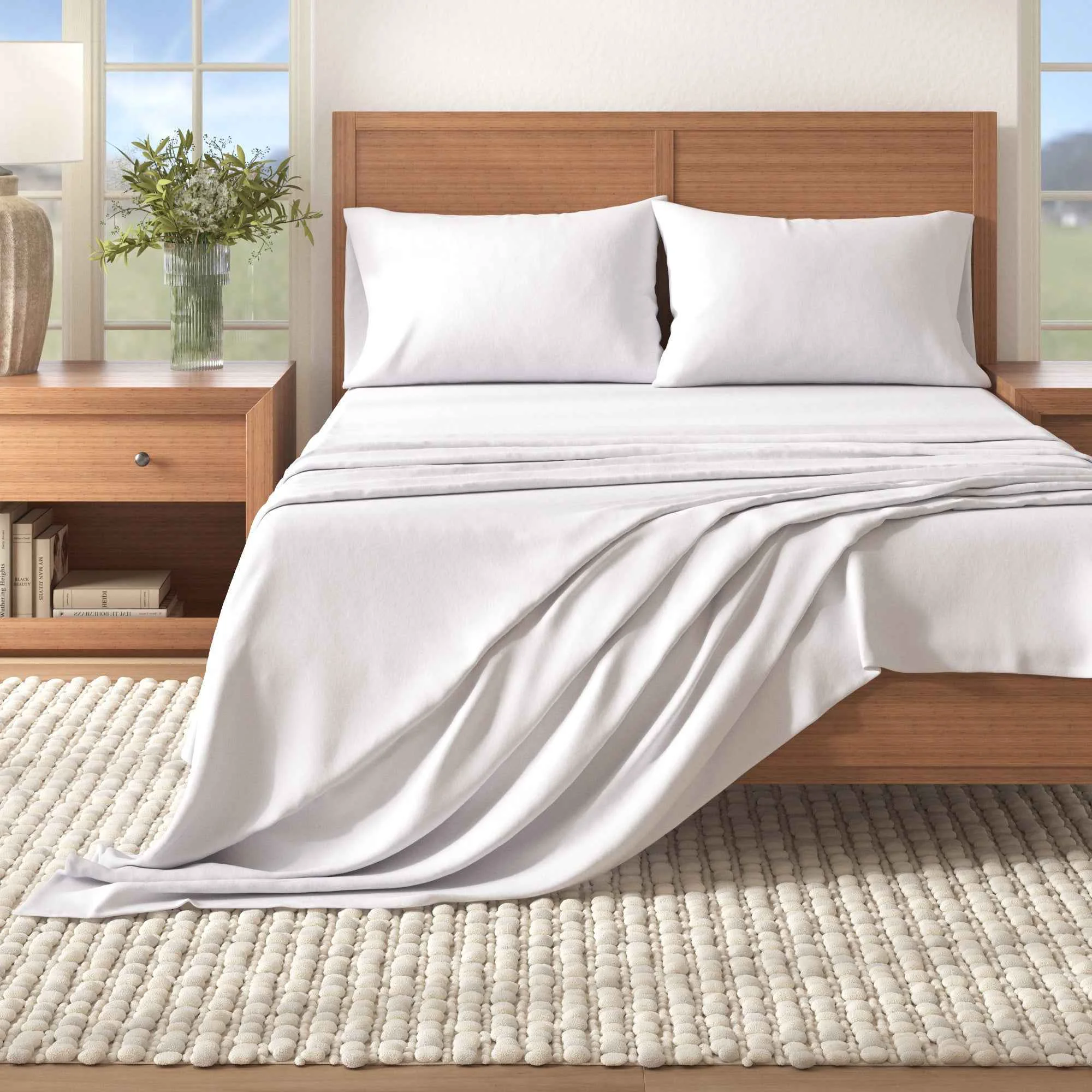 Practical 4-Piece Cotton Solid Flannel Sheet – Nordic Collection Innovative