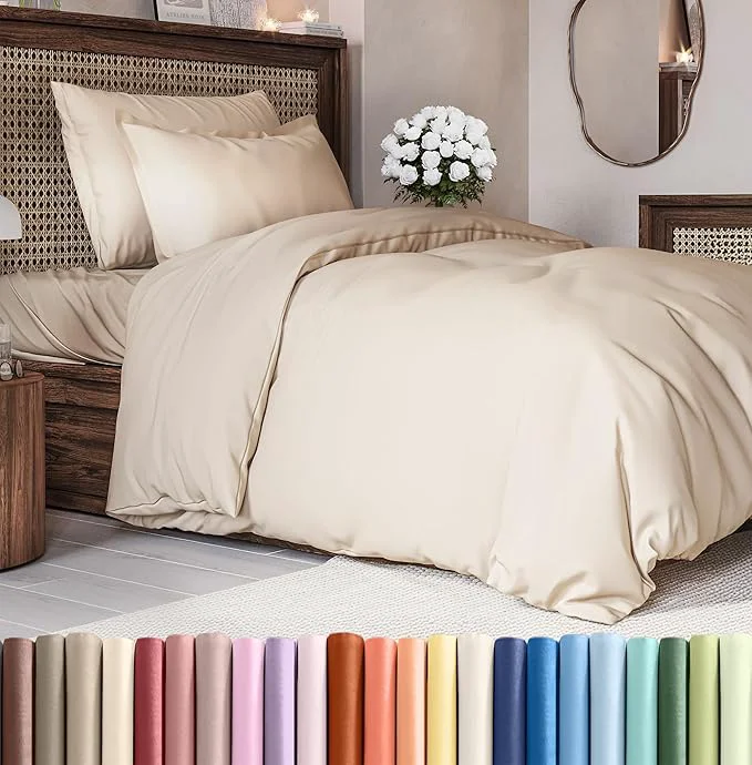 Pure Duvet Cover Twin Twin XL Size Set – Extra Soft Twin Twin XL Duvet Cover 68 quot x 90 quot with 1 Pillow Sham – Hotel Luxury Easy Care Fade w Zipper Closures amp Ties – Comfy Cozy amp Breathable Wheat Authentic