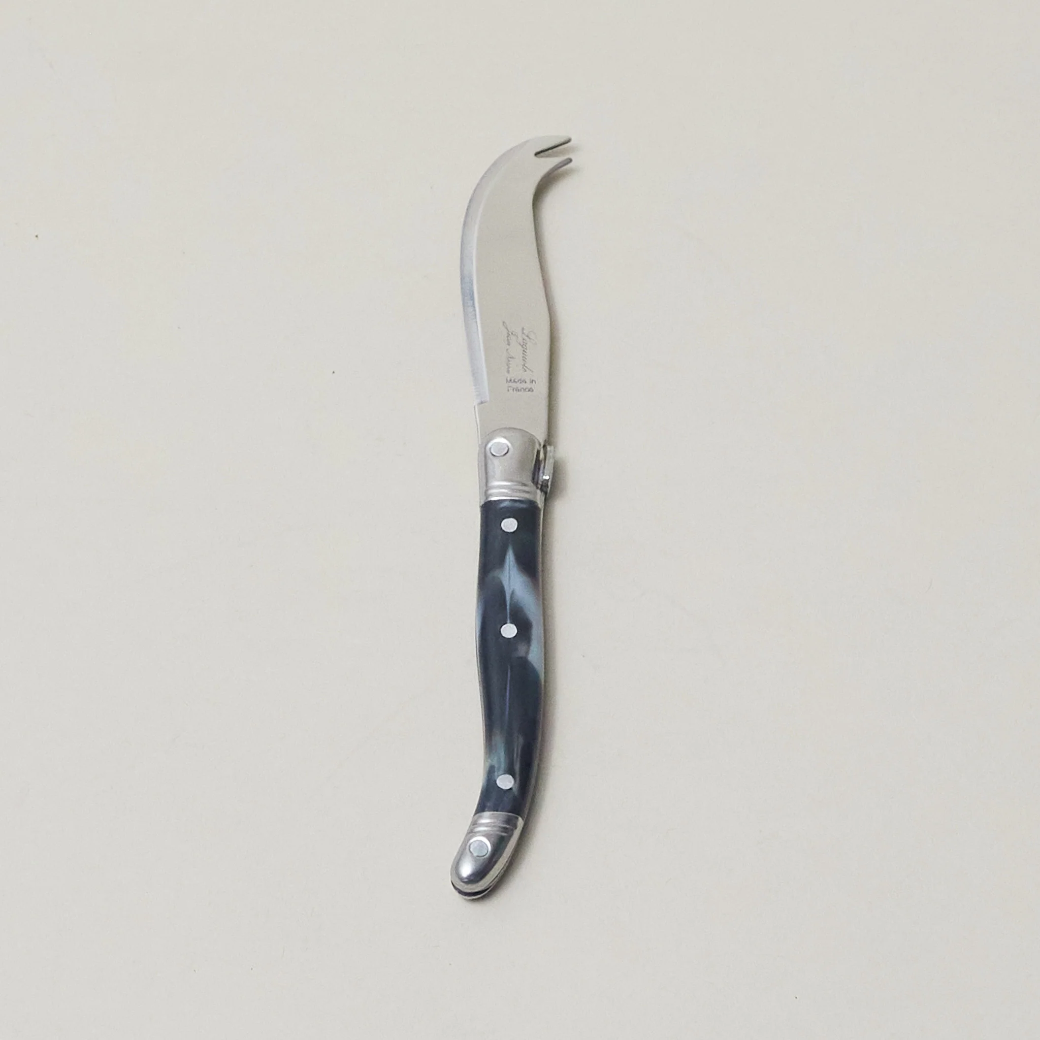 First-Class Set of 4 Laguiole Mini Fork-tipped Knife Black Marble Enhanced
