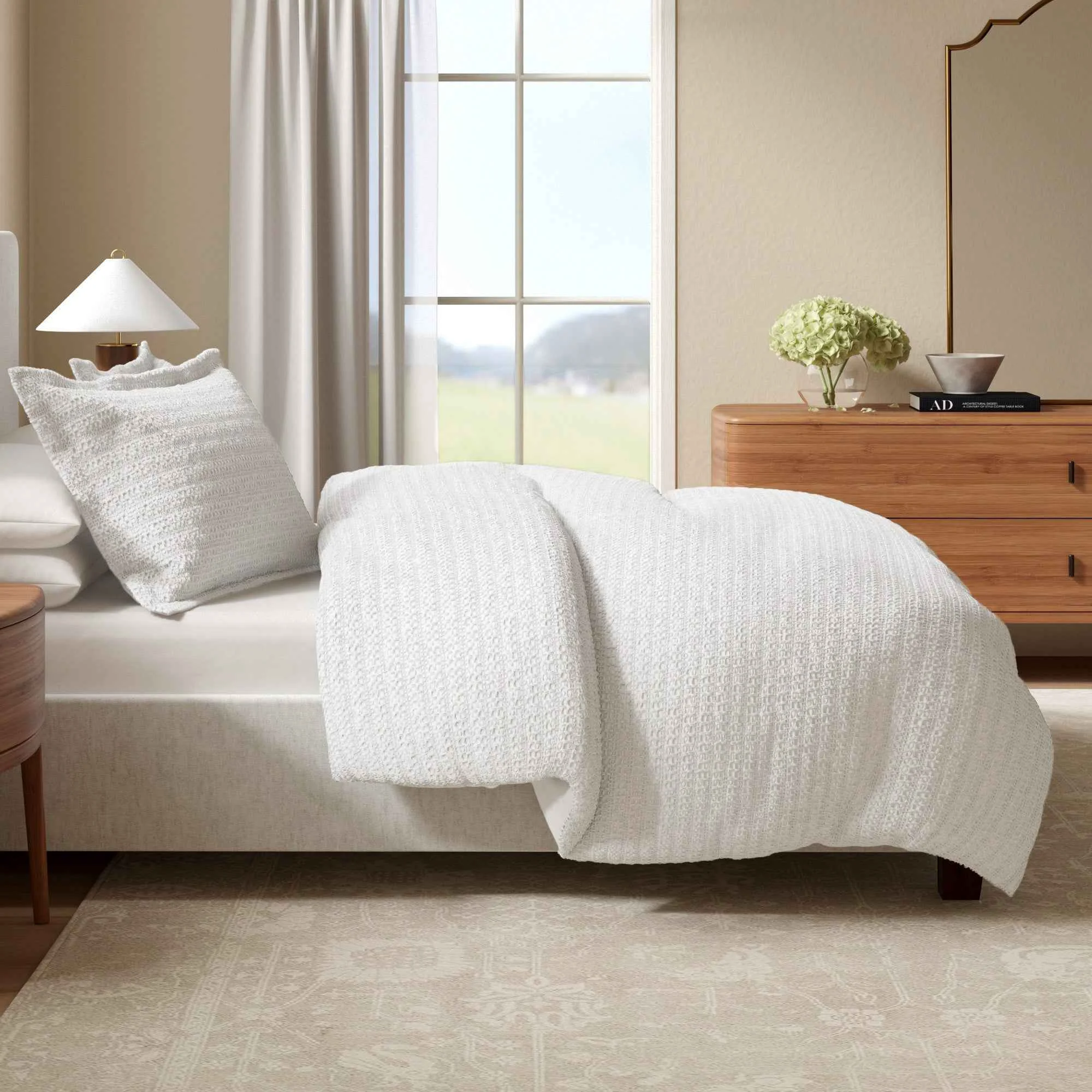 Carefully Designed Cotton Honeycomb Waffle Duvet Set – Mattea Collection Top-Quality