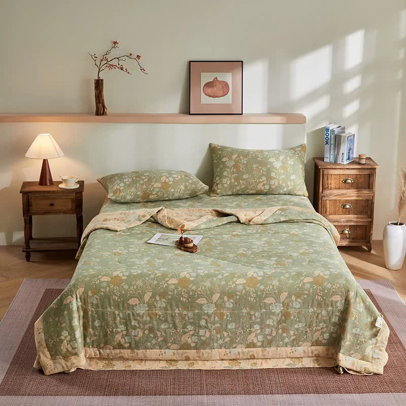 Powerful Ownkoti Cotton Gauze Floral Leaf Jacquard Quilt Fine Crafted