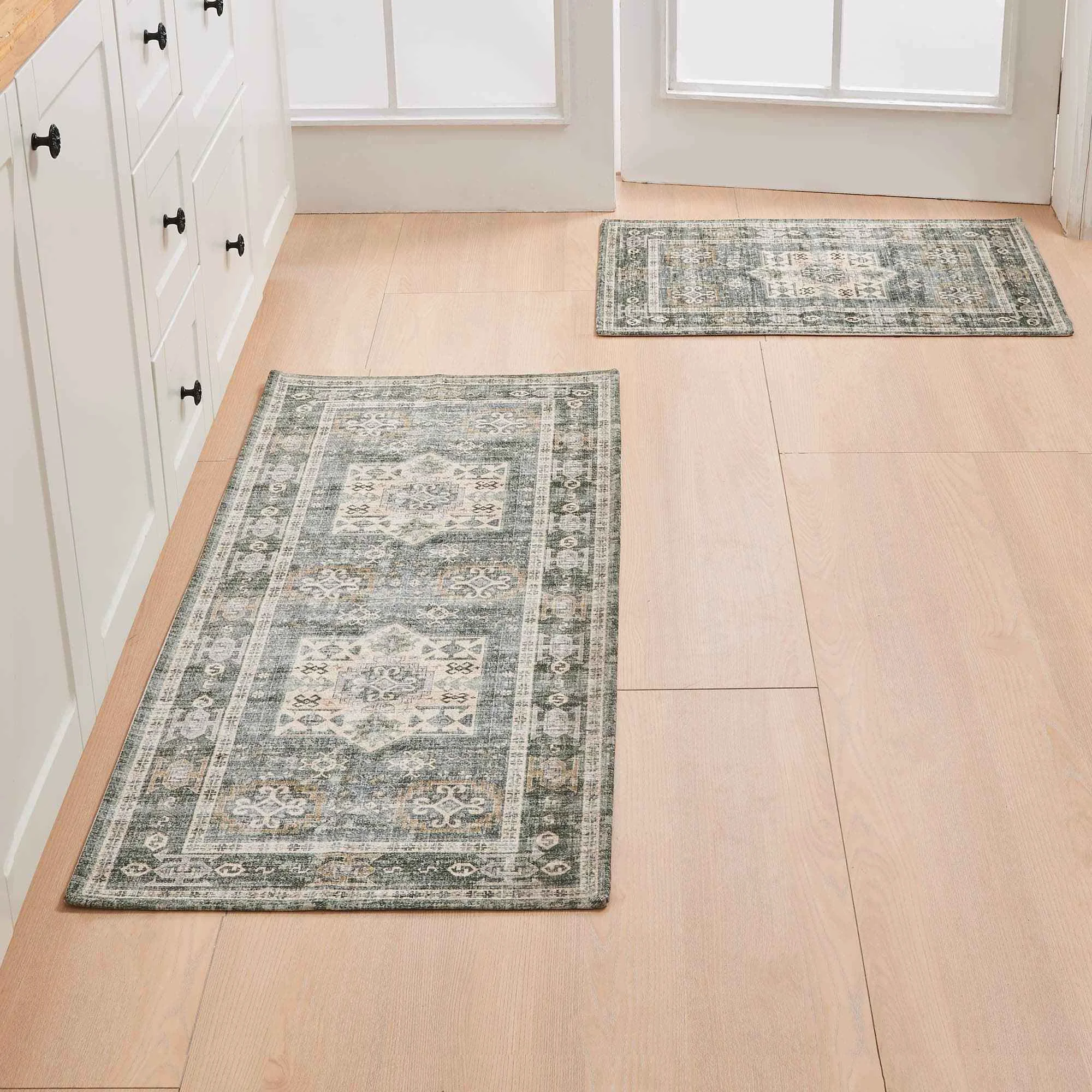 Smooth Medallion Machine Washable Accent Area Rug amp Runner 2 Pack – Nava Collection Official