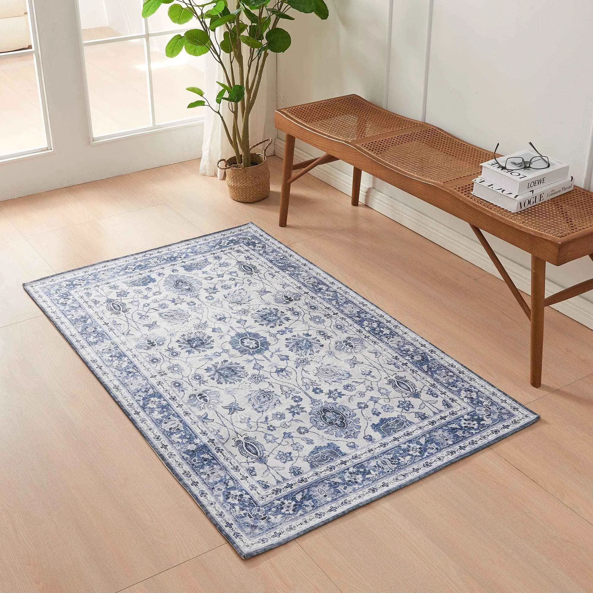 Refined Floral Machine Washable Accent Area Rug 3 39 x 5 39 – Matra Collection Easy-to-Use