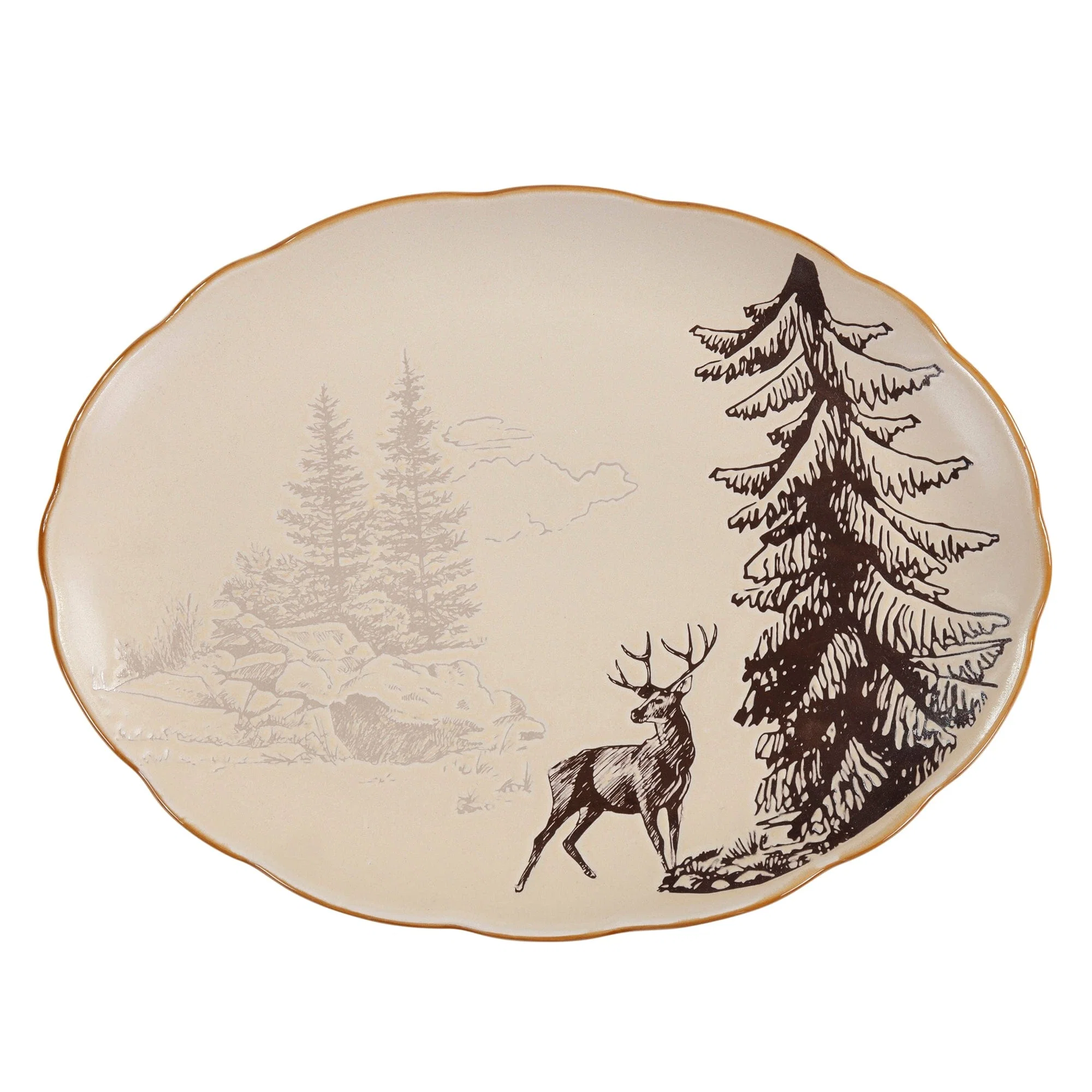 Durable White Pine Ceramic Serving Platter 4 Pc Elite