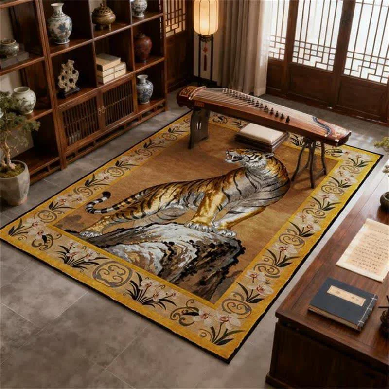 Fashionable Ownkoti Foldable Luxury Oriental Tiger Area Rug Lightweight