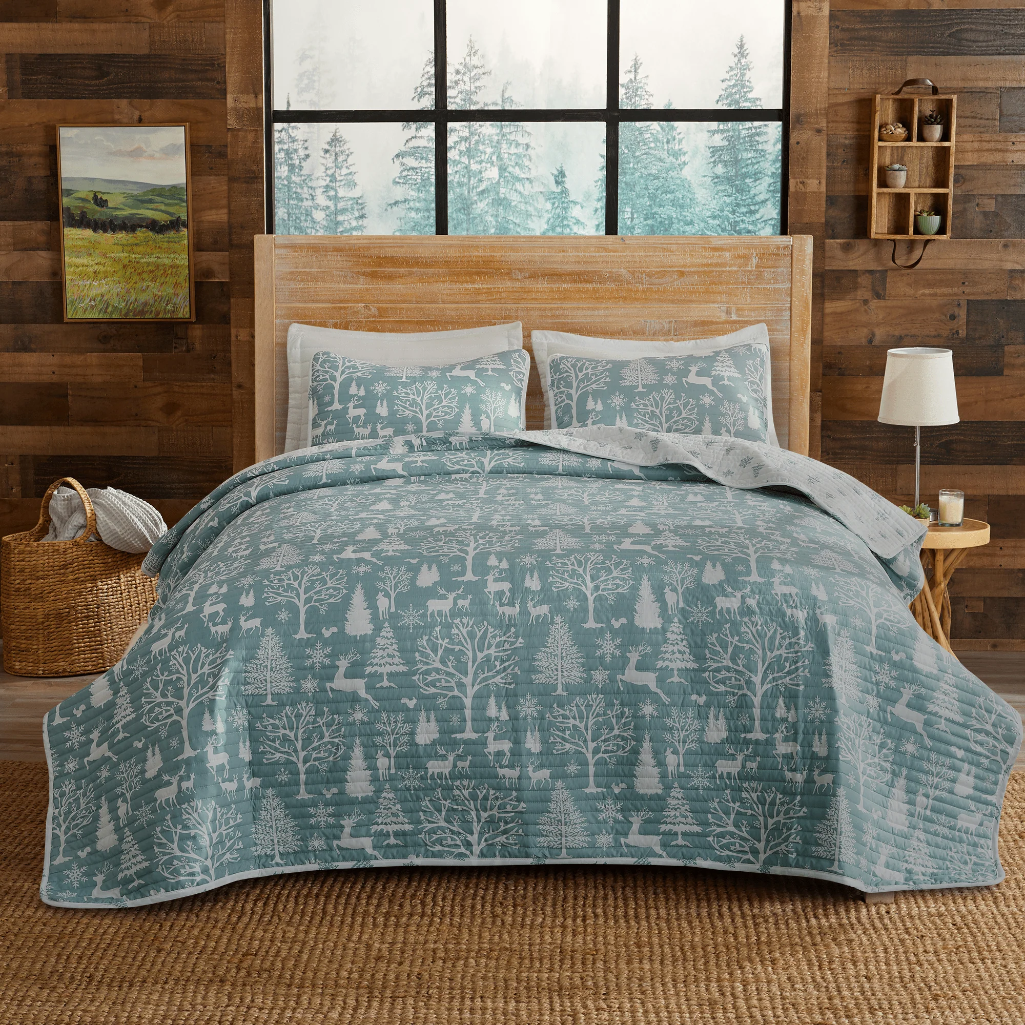 Professional 3 Piece Lodge Woods Quilt – Winter Solstice Collection Clean