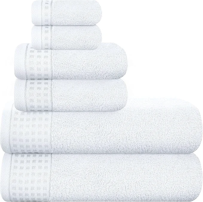 User-Friendly GLAMBURG Cotton Ultra Soft 6 Pack Towel Set Contains 2 Bath Towels 28×55 Superior