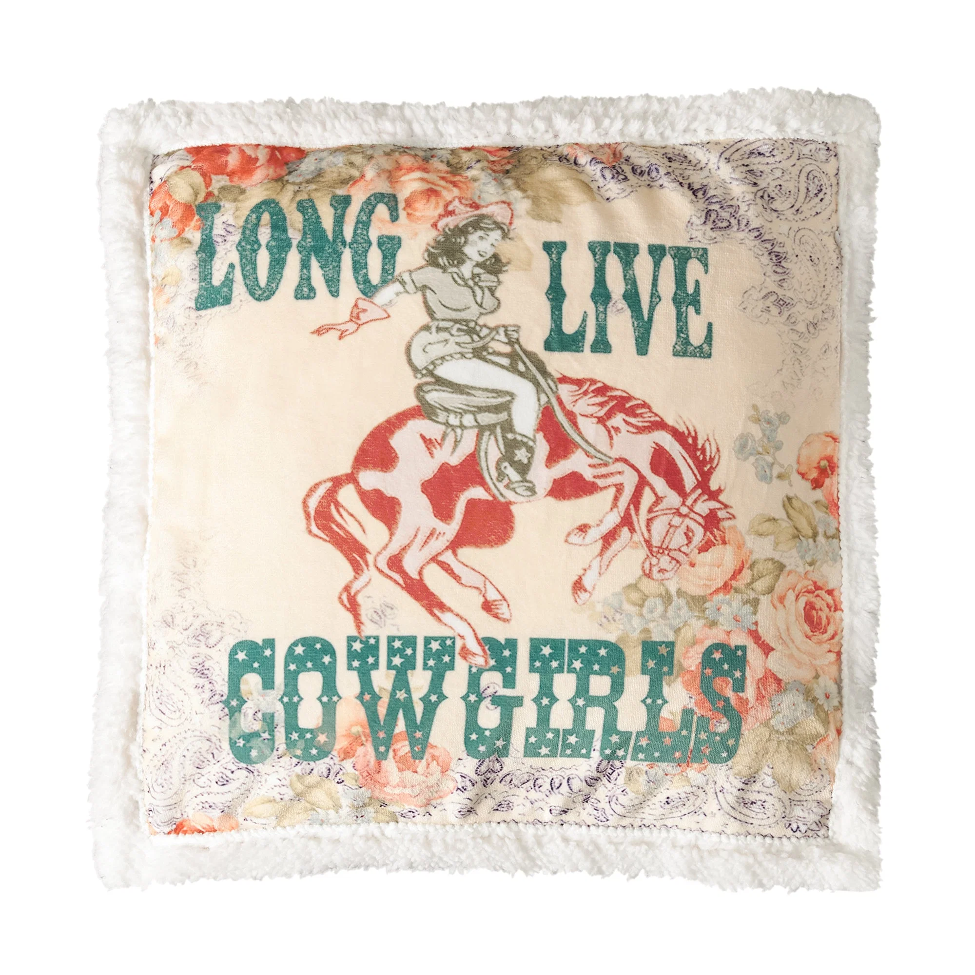 Advanced Long Live Cowgirls Campfire Sherpa Pillow Smart