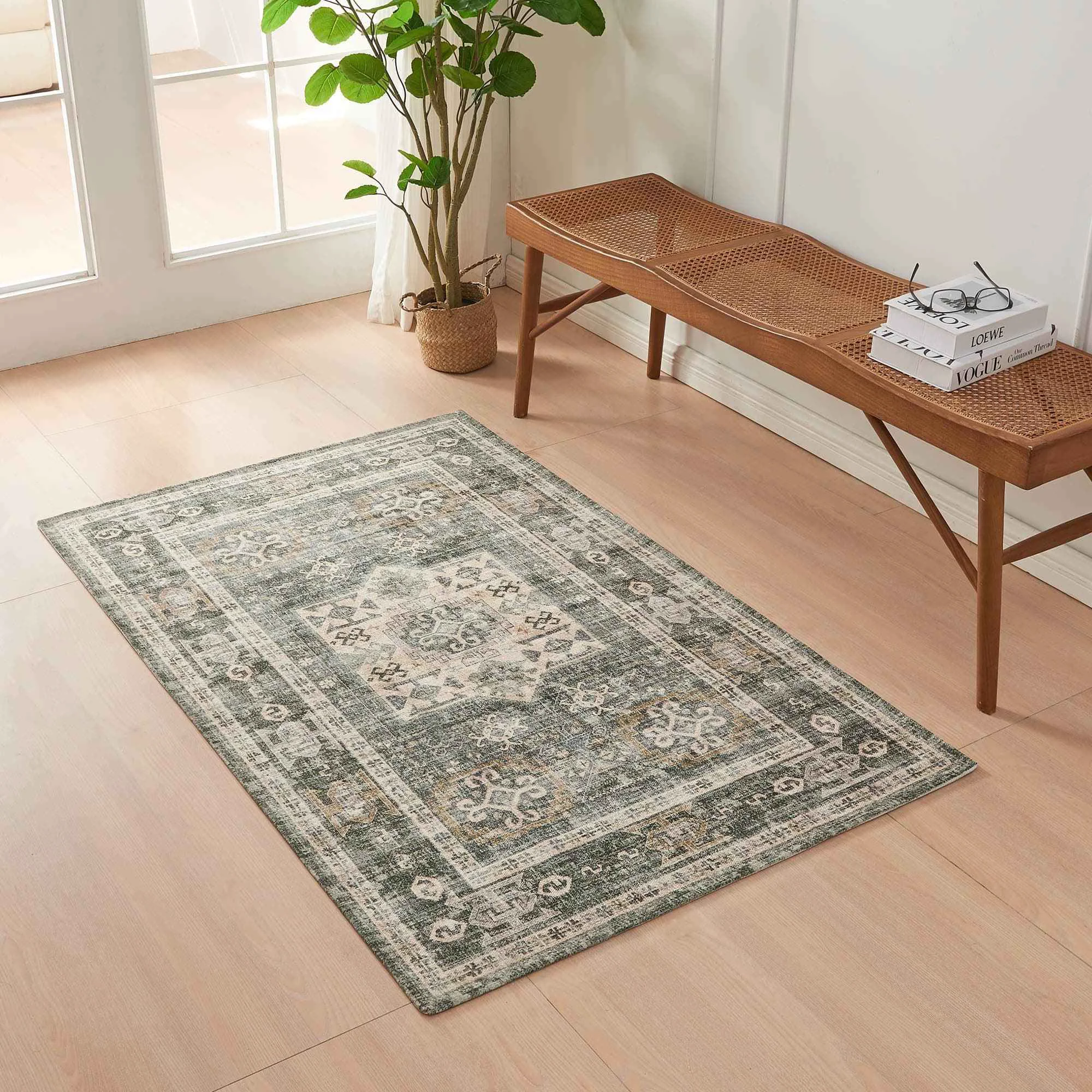 Luxury Medallion Machine Washable Accent Area Rug 3 39 x 5 39 – Nava Collection Fine