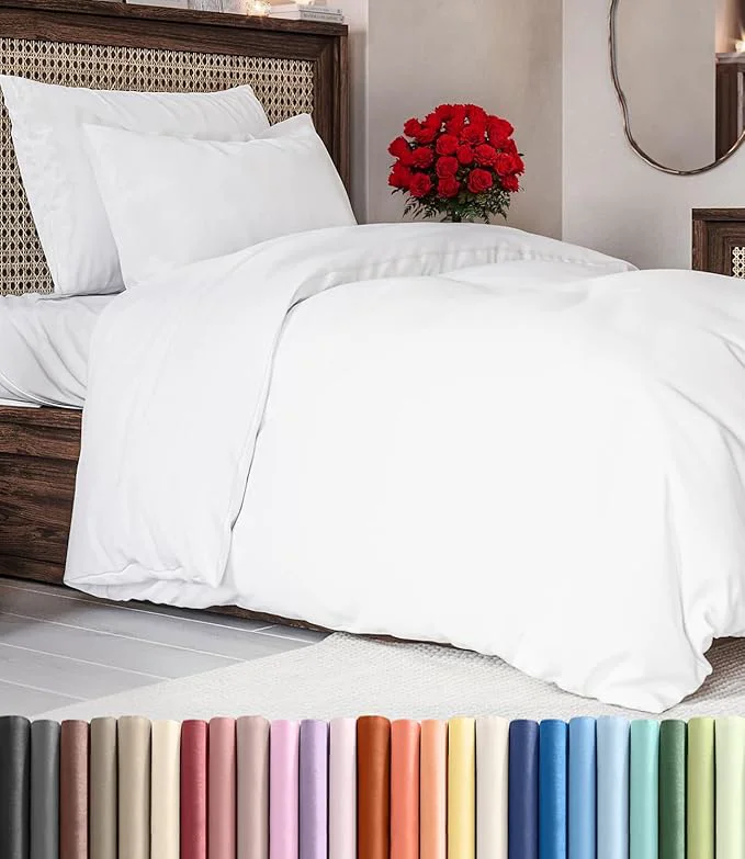 Authentic Duvet Cover Twin Twin XL Size Set – Extra Soft Twin Twin XL Duvet Cover 68 quot x 90 quot with 1 Pillow Sham – Hotel Luxury Easy Care Fade w Zipper Closures amp Ties – Comfy Cozy amp Breathable White Minimalist
