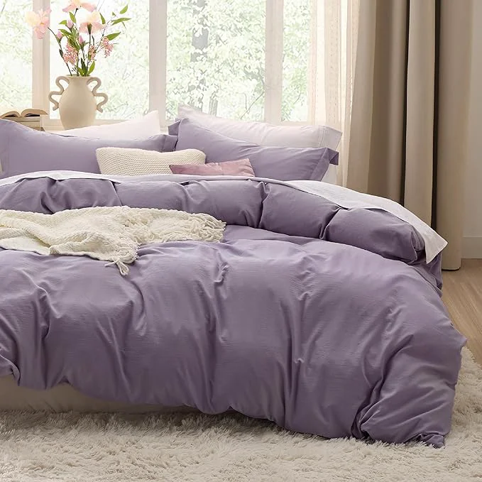 Fine Crafted Bedsure Grayish Purple Duvet Cover King Size – 3 Pieces Prewashed Cotton-Like Polyester Extra Soft Bedding Set Includes 1 Duvet Cover 104×90 Inches with Zipper Closure amp 2 Pillow Shams No Comforter Quality