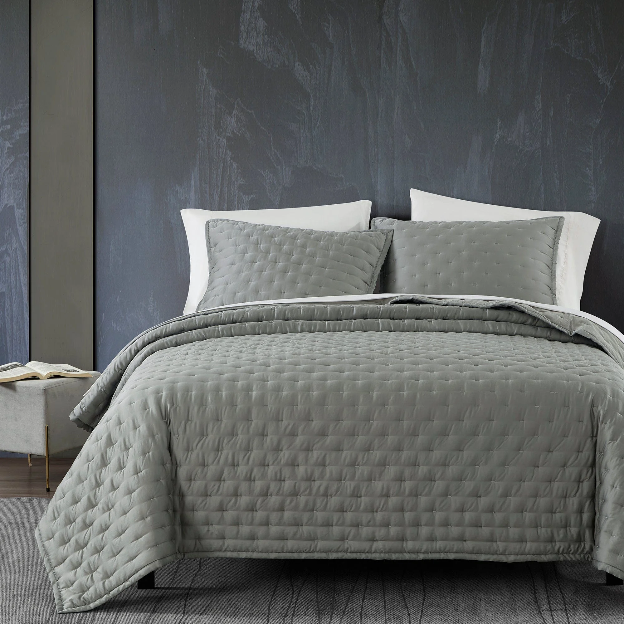 Excellent Eucalyptus Pintuck Quilt Set 3 Pc Proven