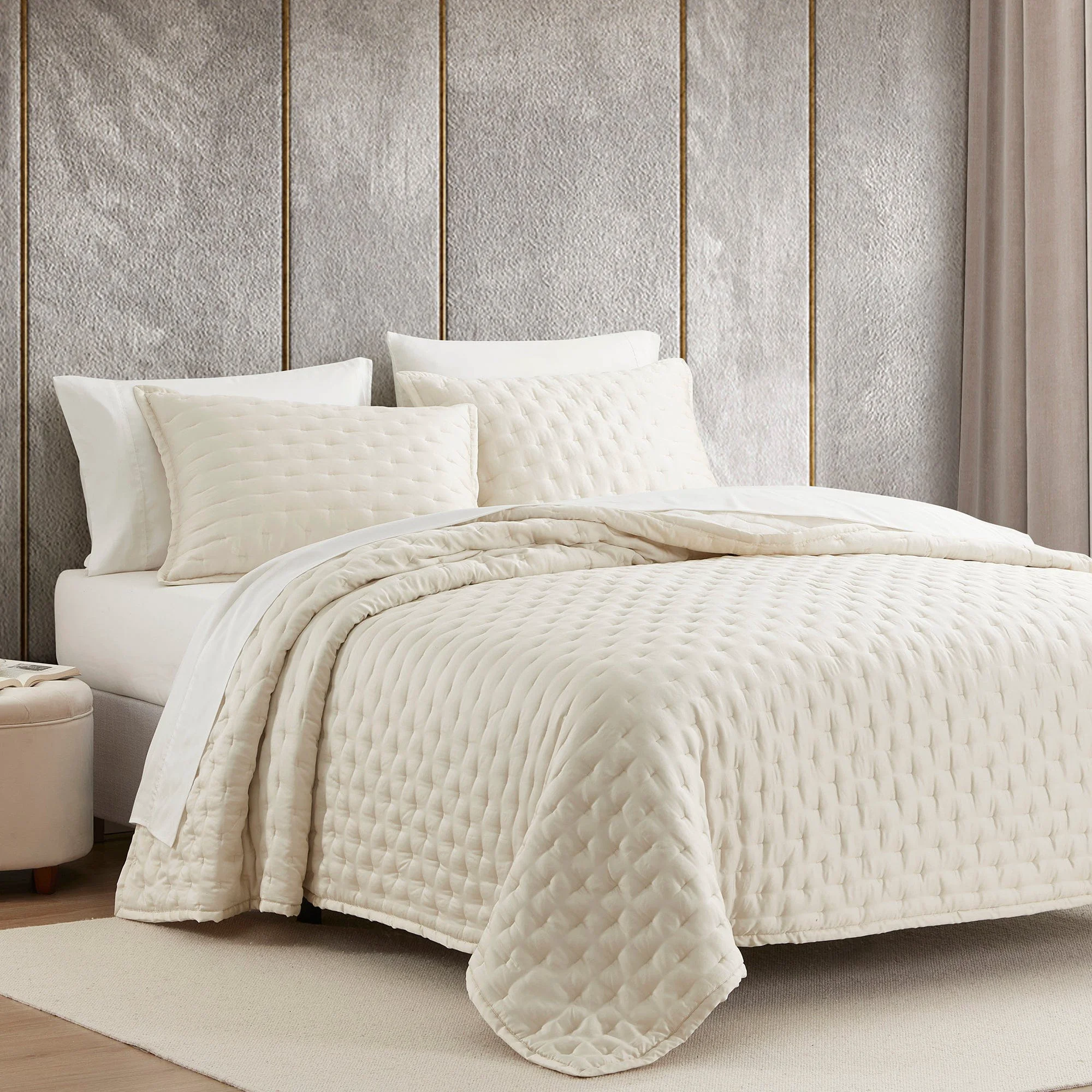 Recyclable Eucalyptus Pintuck Quilt Set 3 Pc High-Quality