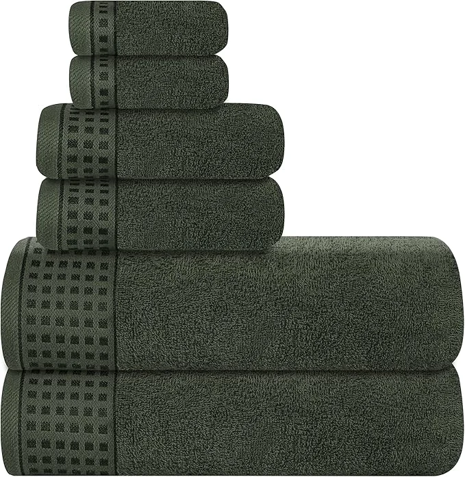 Reusable GLAMBURG Cotton Ultra Soft 6 Pack Towel Set Contains 2 Bath Towels 28×55 Luxury