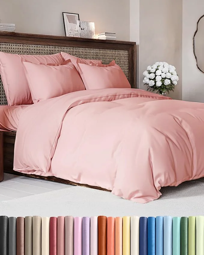 Top-Quality Duvet Cover Cal King Size Set – Extra Soft Cal King Duvet Cover 104 quot x 98 quot with 2 Pillow Shams – Hotel Luxury Easy Care amp Fade w Zipper Closures amp Ties – Comfy Cozy amp Breathable Baby Pink Fine