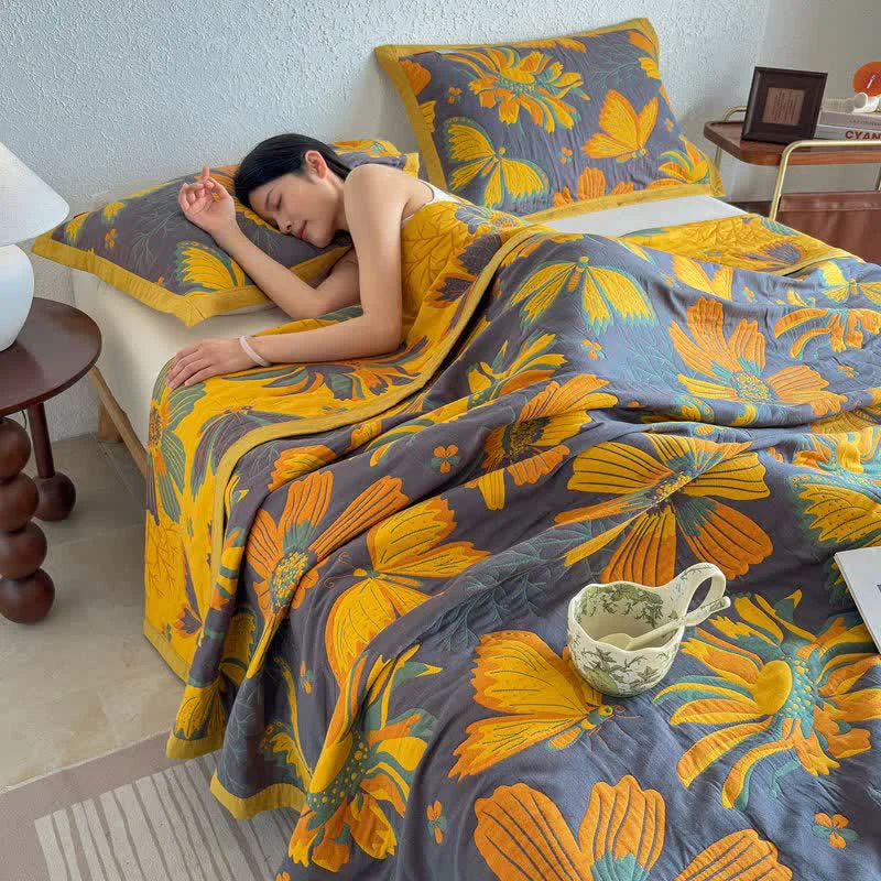 Professional Ownkoti Artistic Floral amp Butterfly Cotton Gauze Quilt Blanket Modern