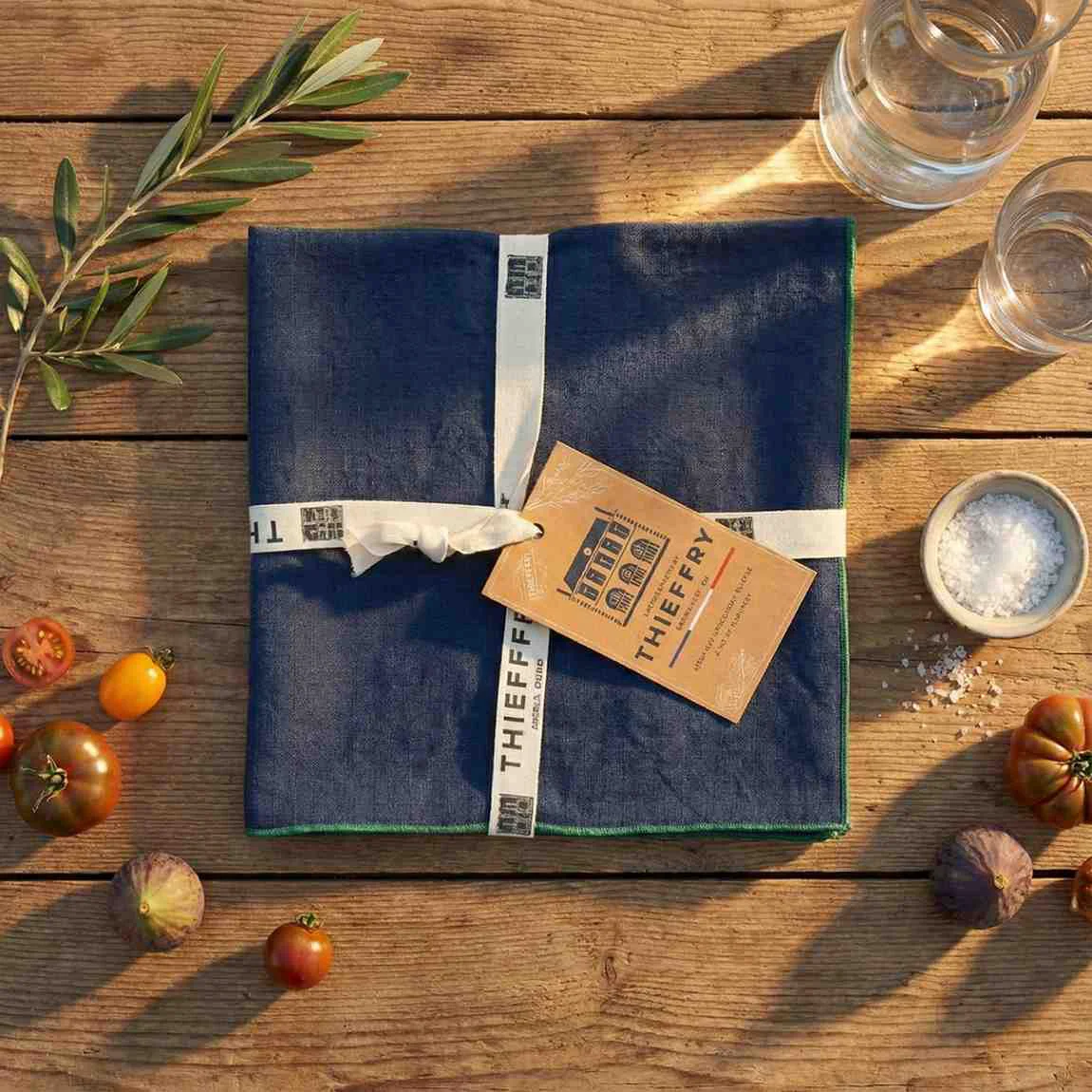 Optimized Thieffry Contrast Trim Napkin Indigo Reusable