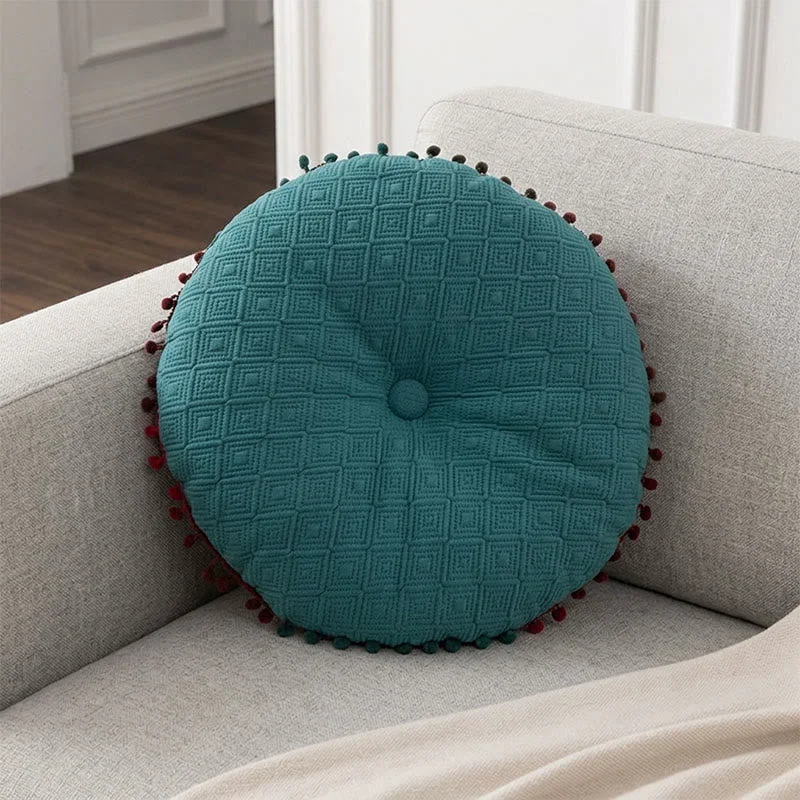 Easy-to-Use Ownkoti Round Hand-Sewn Button Throw Pillow Pure