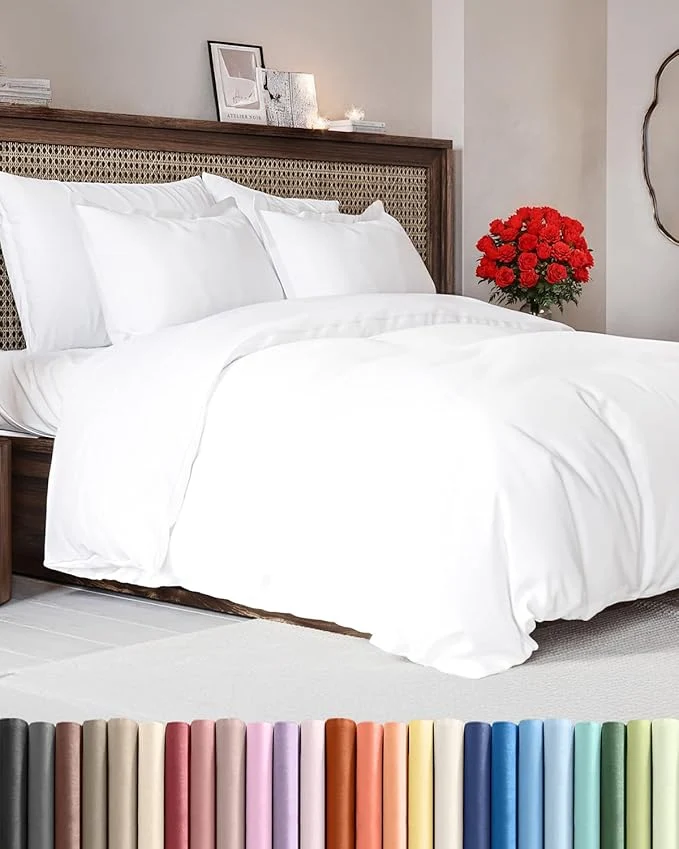 Easy-to-Use Duvet Cover King Size Set – Extra Soft King Duvet Cover 104 quot x 90 quot with 2 Pillow Shams – Hotel Luxury Easy Care and Fade w Zipper Closures amp Ties – All Season Comfy Cozy amp Breathable White Clean