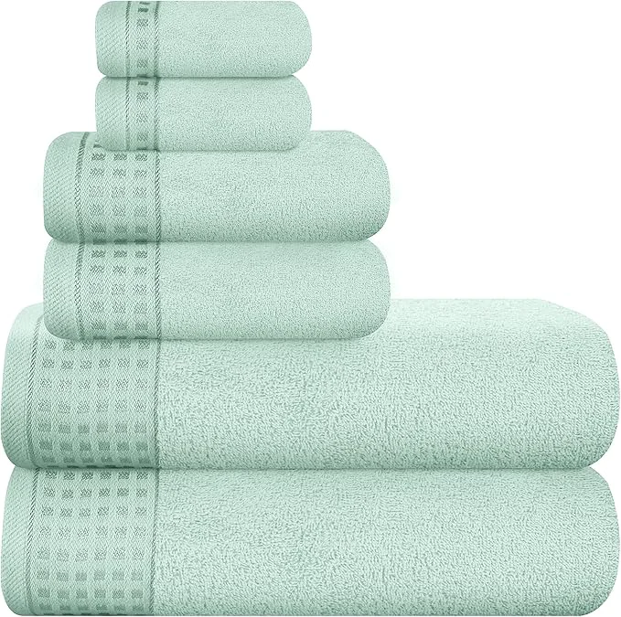 Long-Lasting GLAMBURG Cotton Ultra Soft 6 Pack Towel Set Contains 2 Bath Towels 28×55 Pure