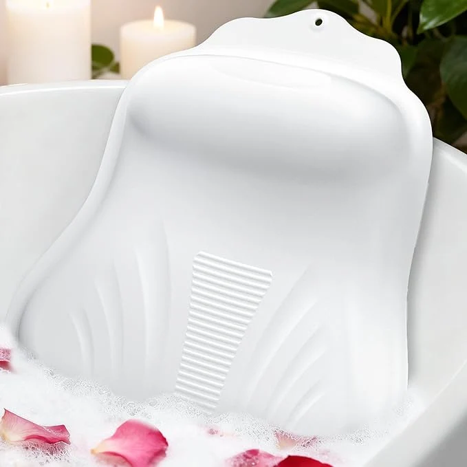 Secure Bath Pillow for Tub Adjustable Silicone Bathtub Pillows for Head and Neck Refined