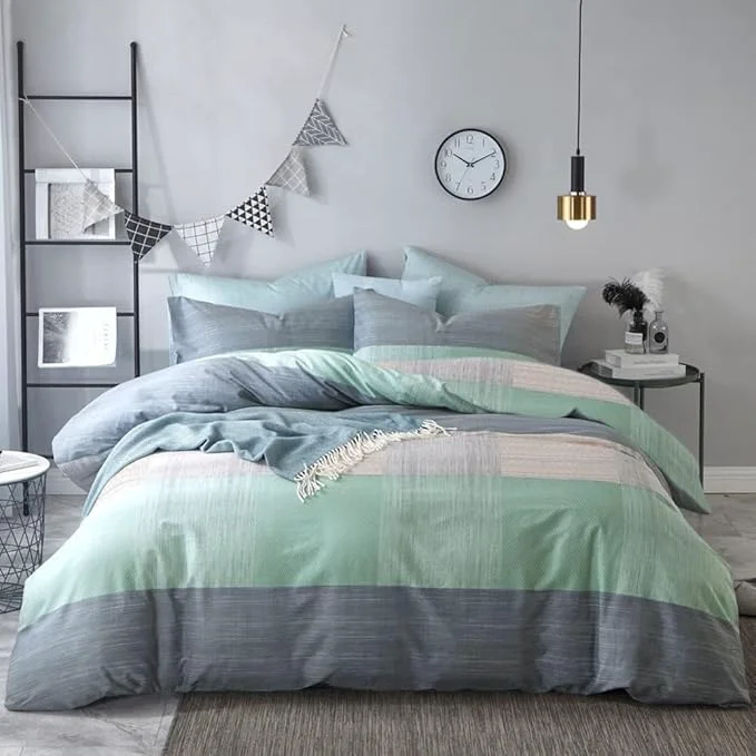 Excellent LifeTB Full Comforter Set Patchwork Bedding Comforter Set Soft Fluffy Geometric Plaid Bedding Set for All Seasons Cozy Patchwork Plaid Checkered Pattern Comforter Full Size with 2 Pillow Shams Exclusive