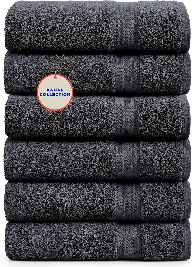 Clean KAHAF COLLECTION Cotton Bath Towels 24×48 Pack of 6 Towels Quick Dry Next-Generation