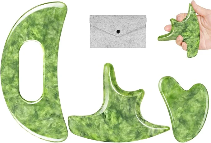 Original 3 PCS Jade Stone Gua Sha Massage Tool Large Guasha Board Original Design