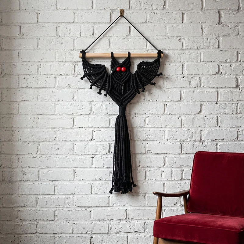 Natural Ownkoti Gothic Macrame Tassels Bat Wall Hanging First-Class