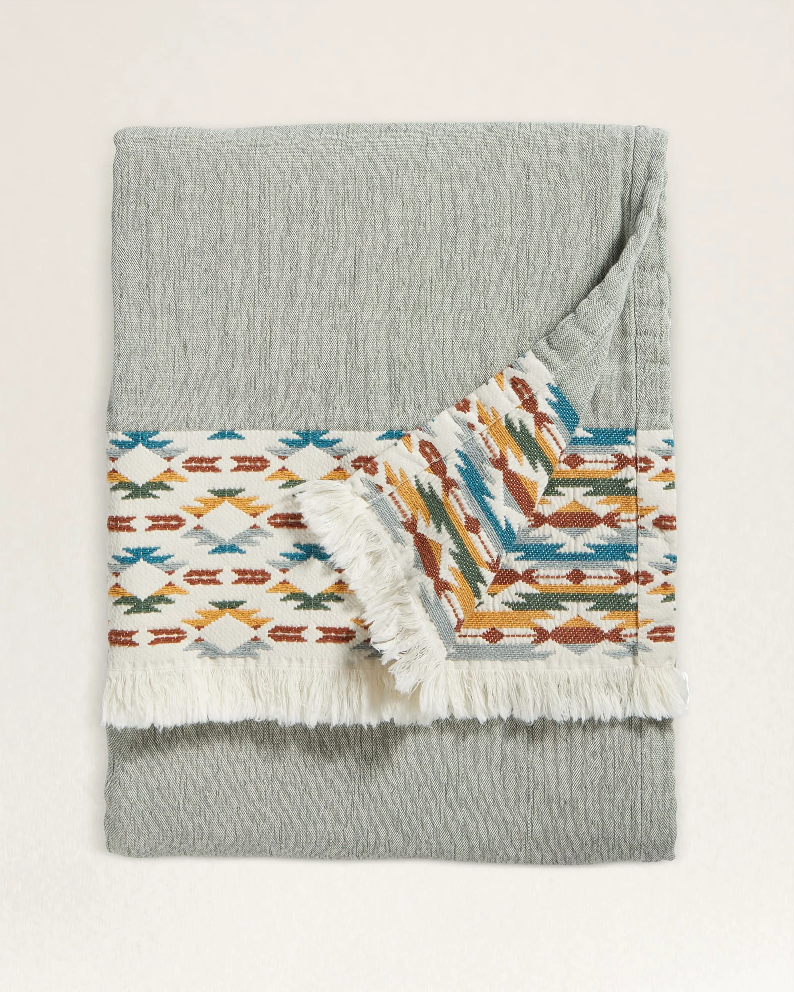 Effective Organic Cotton Fringed Throw Balsam Detailed