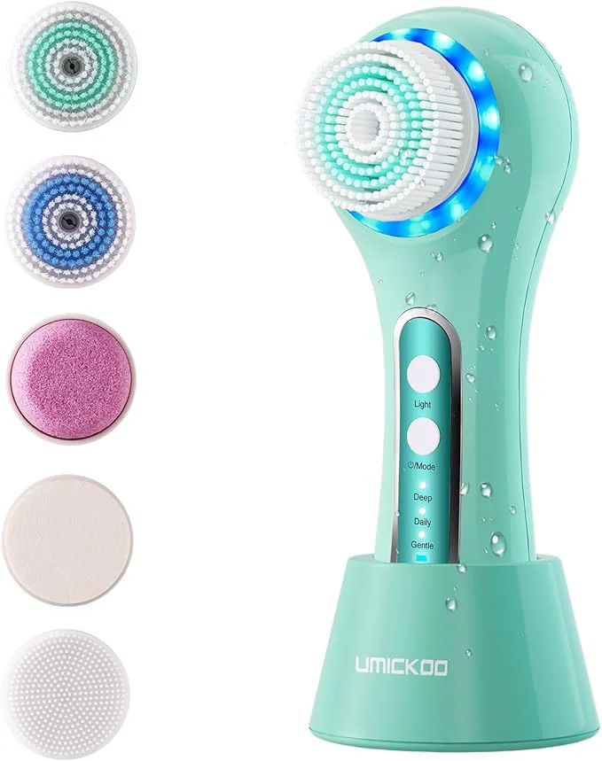 Green UMICKOO Electric Facial Cleansing Brush 2-Way Rotating Face Scrubber Superior