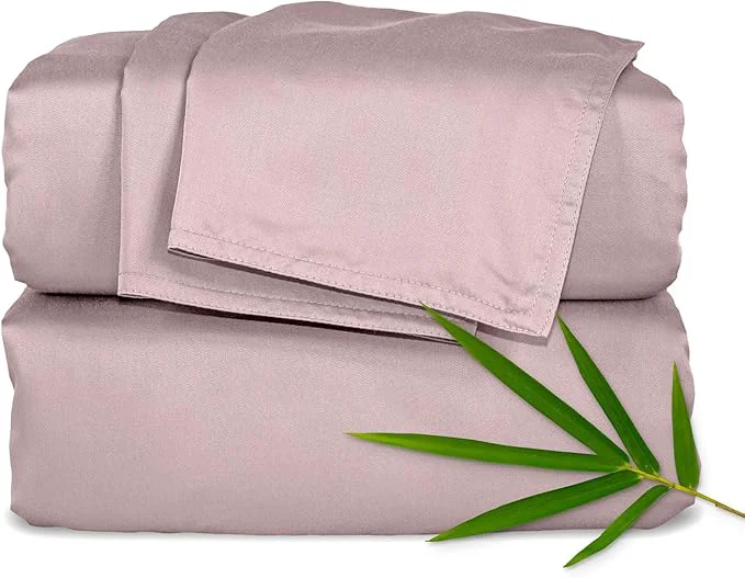 Dependable Pure Bamboo Twin Sheets Organic Viscose Derived from Bamboo Bed Sheet Set Luxuriously Soft amp Cooling Double Stitching 2 Year Quality Promise Twin Dusty Pink Proven