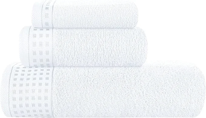 Relaxed GLAMBURG Ultra Soft 3 Pack Cotton Towel Set Contains a Bath Towel 28×55 inch Modern