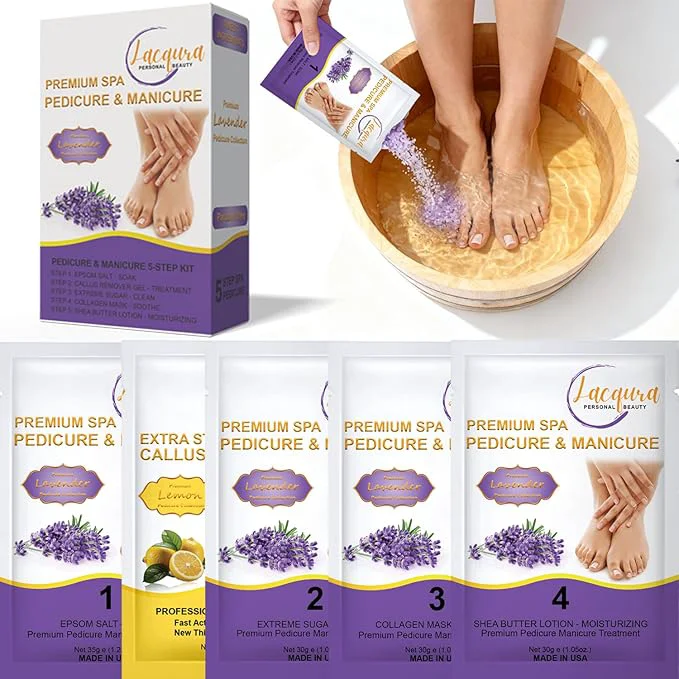 Long-Lasting Deluxe Pedicure Kit 5 Step Spa Set – Epsom Salt Soak Callus Remover Gel Next-Generation