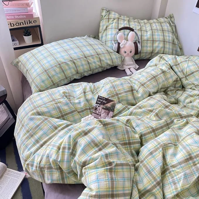 Dependable EAVD Multicolor Buffalo Plaid Duvet Cover King Soft Washed Cotton Reversible Grid Checkered Plaid Bedding Set Vintage Gingham Duvet Cover with 2 Pillowcases Modern Checkered Bedding Set Excellent