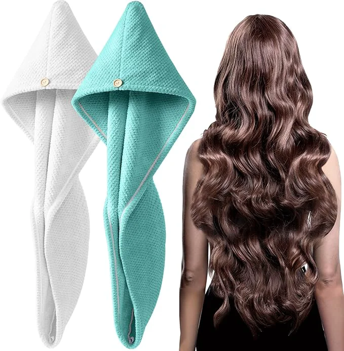 Superior YFONG 2 Pack Microfiber Hair Towel Wrap Detailed
