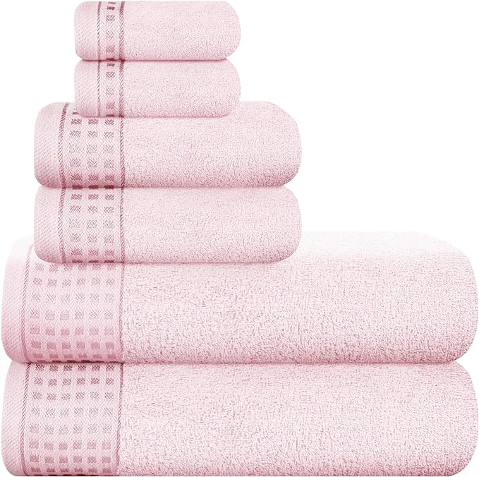 Exclusive GLAMBURG Cotton Ultra Soft 6 Pack Towel Set Contains 2 Bath Towels 28×55 Top-Quality