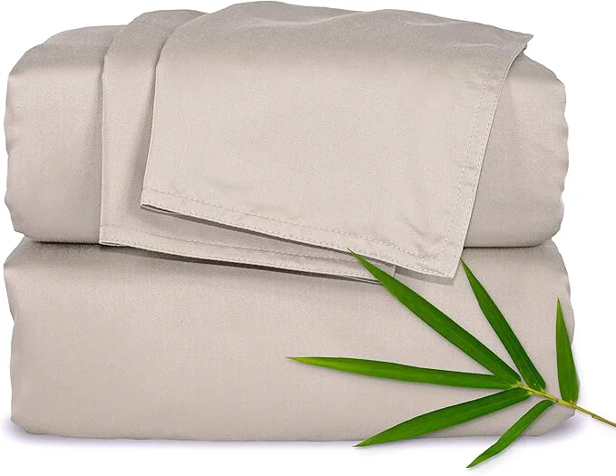 Versatile Pure Bamboo King Sheets Organic Viscose Derived from Bamboo Bed Sheet Set Luxuriously Soft amp Cooling Double Stitching 2 Year Quality Promise King Sand Safe