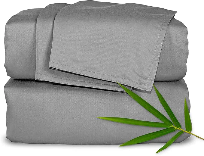 Advanced Pure Bamboo Twin Sheets Organic Viscose Derived from Bamboo Bed Sheet Set Luxuriously Soft amp Cooling Double Stitching 2 Year Quality Promise Twin Stone Grey Contemporary