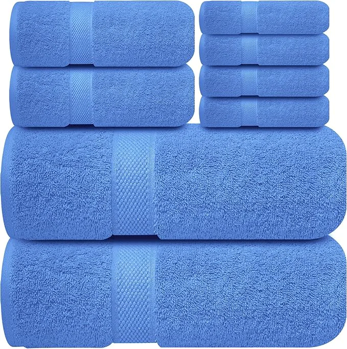 Smooth Infinitee Xclusives Luxury Cotton Towel Set – 8 Piece Bathroom Towel Set – Lightweight