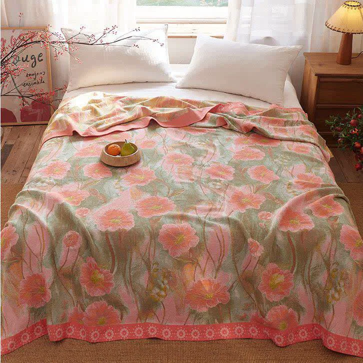 Refined Ownkoti Watercolor Poppy Cotton Gauze Blanket Superior