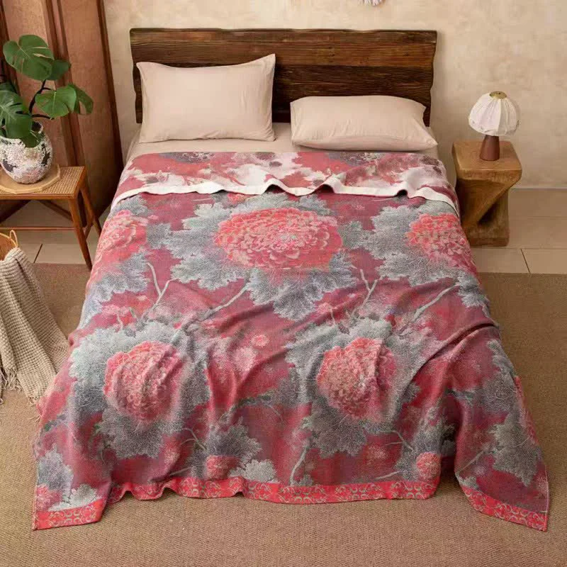 Unique Ownkoti Rustic Floral Reversible Cotton Gauze Blanket Casual