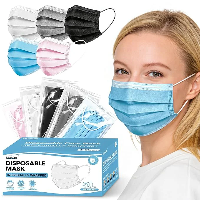 Versatile NNPCBT 5 Color Disposable Face Masks 50pcs Individually Wrapped Masks Prestigious