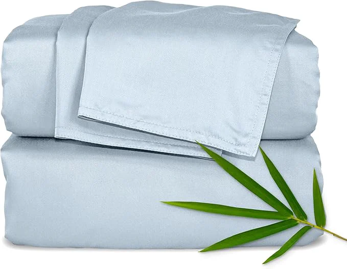 Secure Pure Bamboo Twin Sheets Organic Viscose Derived from Bamboo Bed Sheet Set Luxuriously Soft amp Cooling Double Stitching 2 Year Quality Promise Twin Glacier