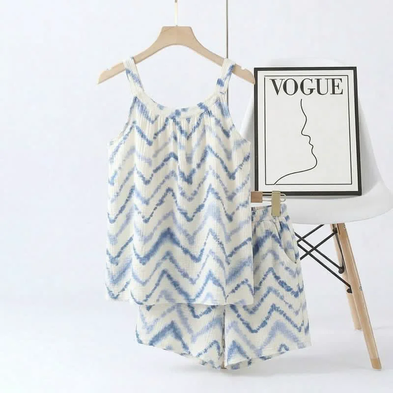 Crafted Ownkoti Tie-Dye Chevron Cami amp Shorts Pajama Set Convenient