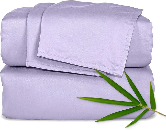 Pure Bamboo Queen Sheets Organic Viscose Derived from Bamboo Bed Sheet Set Luxuriously Soft amp Cooling Double Stitching 2 Year Quality Promise Queen Lavender Clean